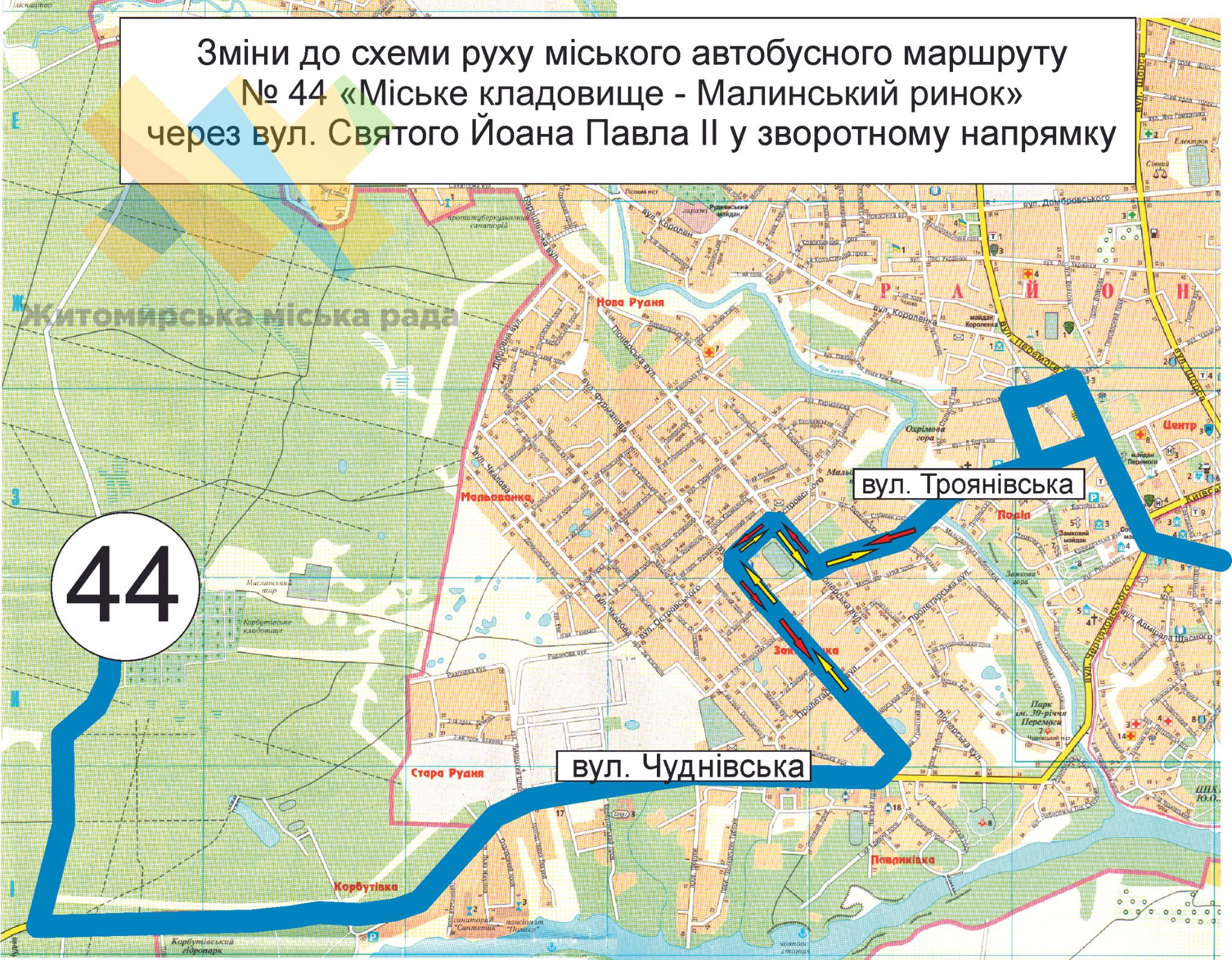 44 маршрутка житомир - карта 2