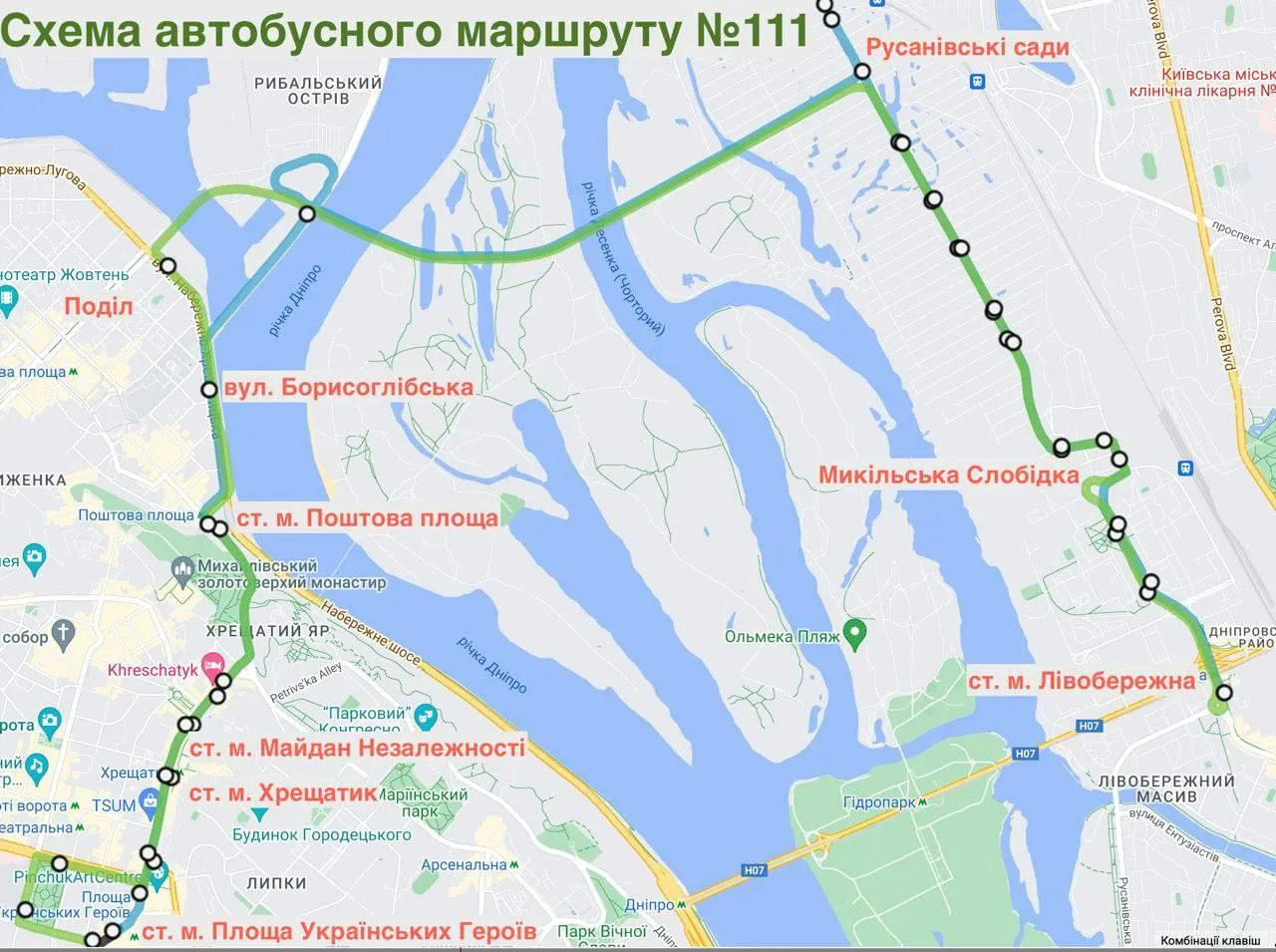 автобус 111 київ - карта 2
