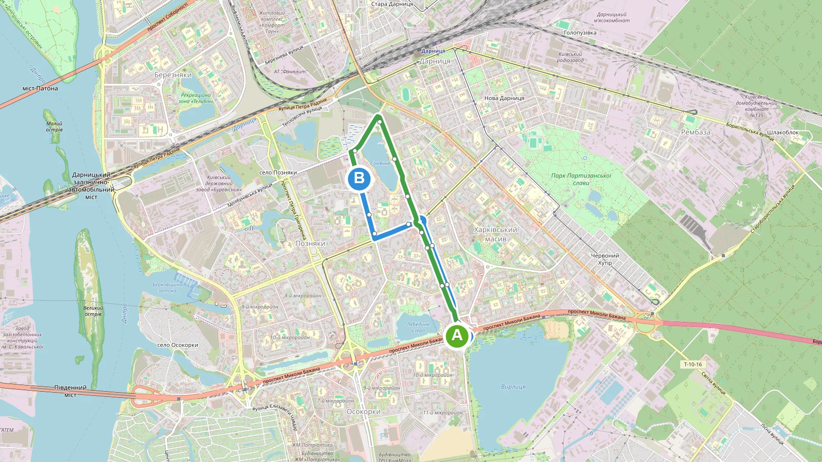 Схема маршруту: Автобус 17 Київ