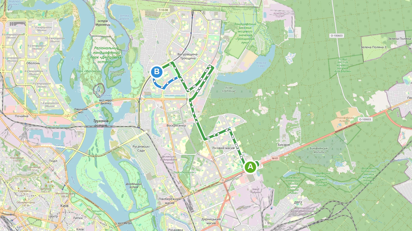 Схема маршруту: Автобус 79 Київ