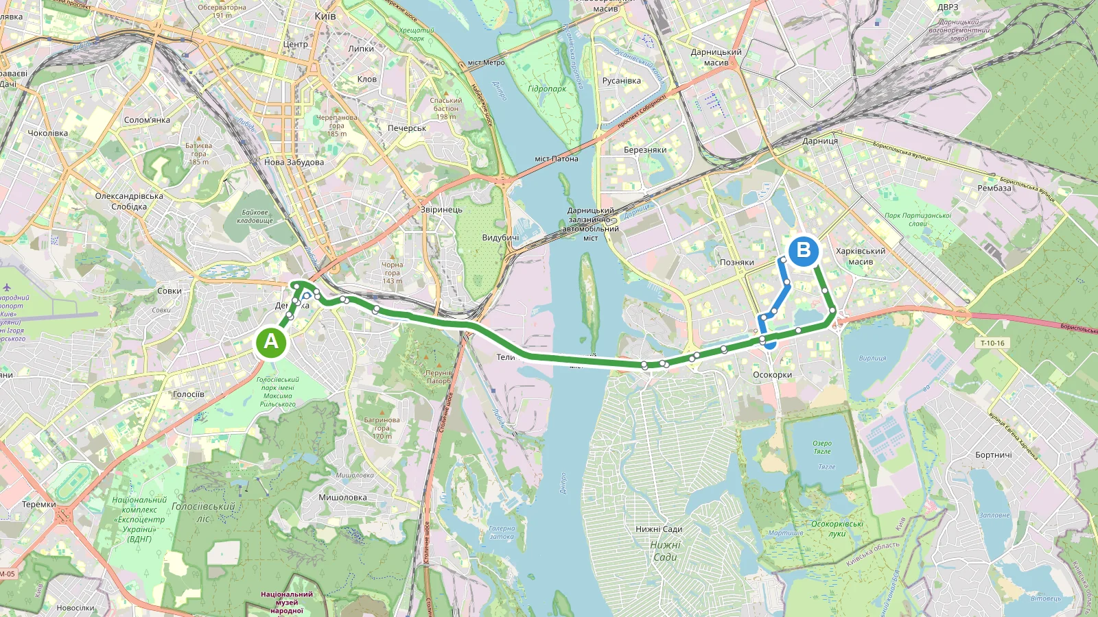Схема маршруту: Автобус 91 Київ
