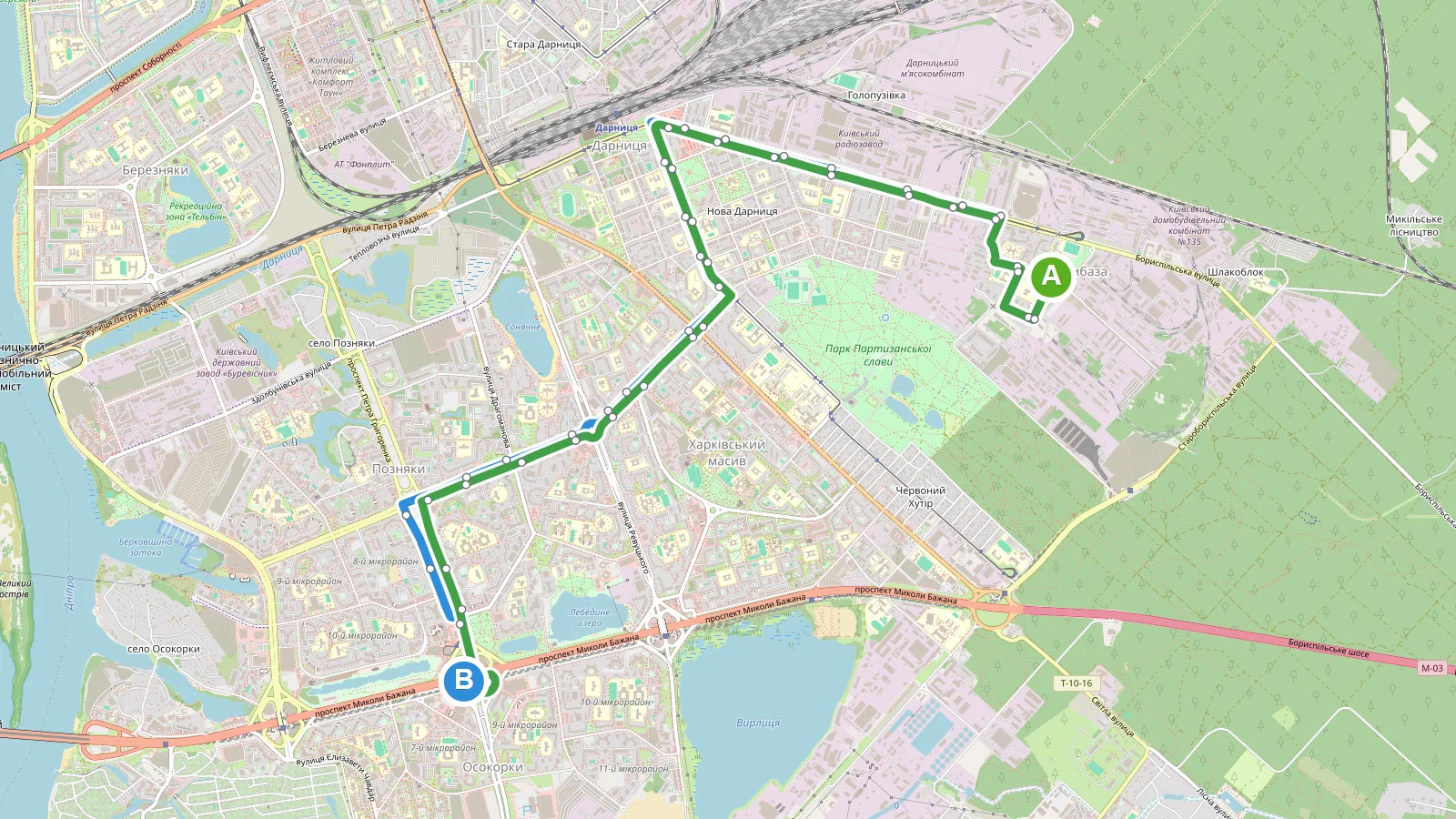 Схема маршруту: Маршрутка 513 Київ